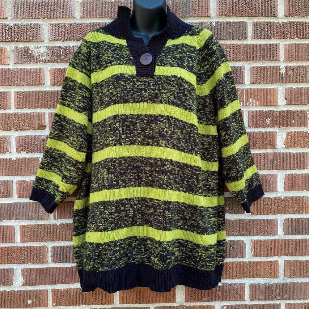 Vintage JP Collection 80s 90s Oversized Collared  Striped SweaterSize 2X
